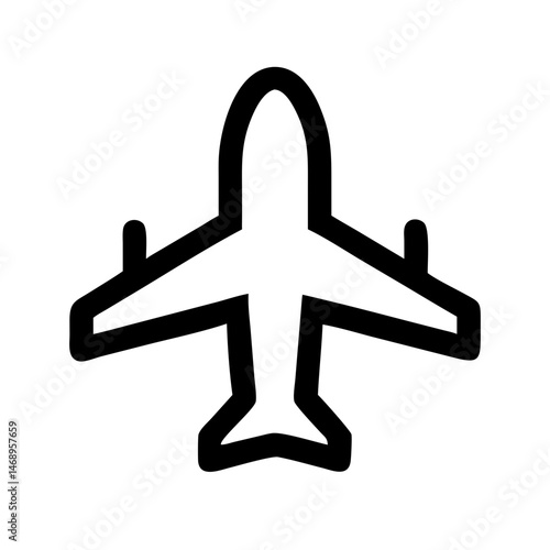 Airplane icon, black and white, for travel apps