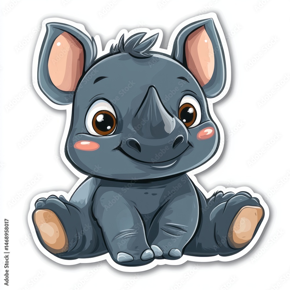 Fototapeta premium Cute cartoon rhinoceros illustration design.