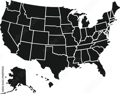 map of usa silhouette 
