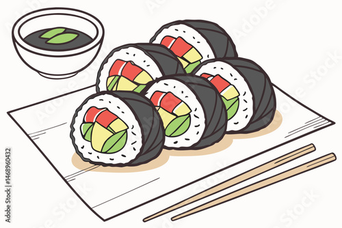 167 sushi, japanese food, maki sushi, roll with vegetables, colorful sushi, tasty sushi, traditional sushi, appetizing sushi, delicious sushi, high-quality sushi, realistic sushi, detailed sushi, beau