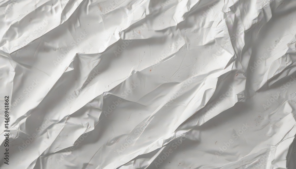 Fototapeta premium Textured white crumpled poster background Deep creases and wrinkles create a distressed effect , distressed, white crumpled paper, crumpled texture