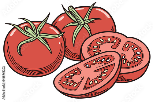 169 tomatoes, fresh vegetables, vibrant red, juicy, sliced, close-up, food photography, high-quality, detailed, photorealistic