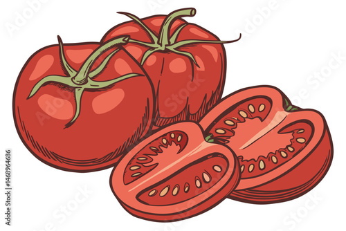 169 tomatoes, fresh vegetables, vibrant red, juicy, sliced, close-up, food photography, high-quality, detailed, photorealistic