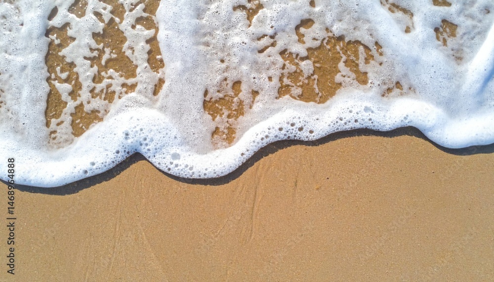 Obraz premium Waves crashing on sandy beach coastal environment aerial view natural beauty serenity