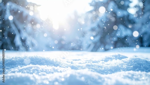 Wallpaper Mural A serene winter landscape with falling snowflakes sparkling in the sunlight, creating a peaceful and magical atmosphere Torontodigital.ca