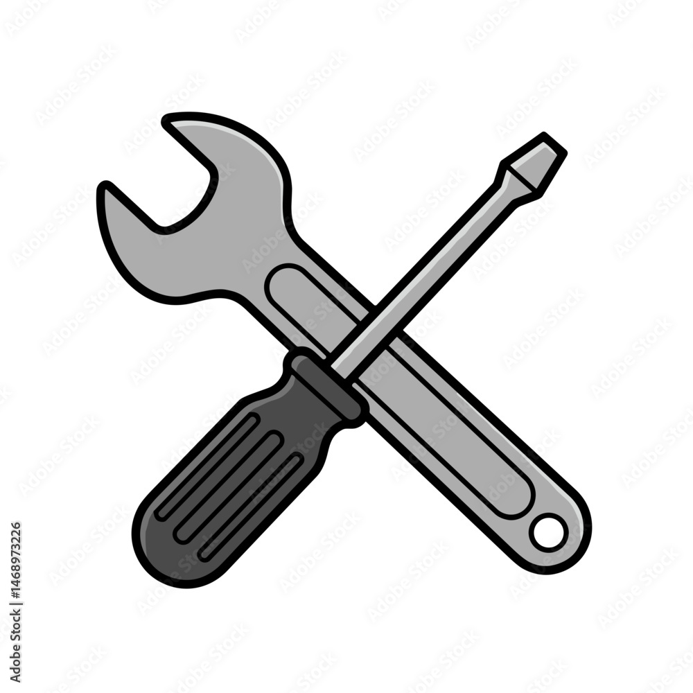 Tools crossed wrench and screwdriver for DIY projects Tools crossed wrench and screwdriver for DIY projects