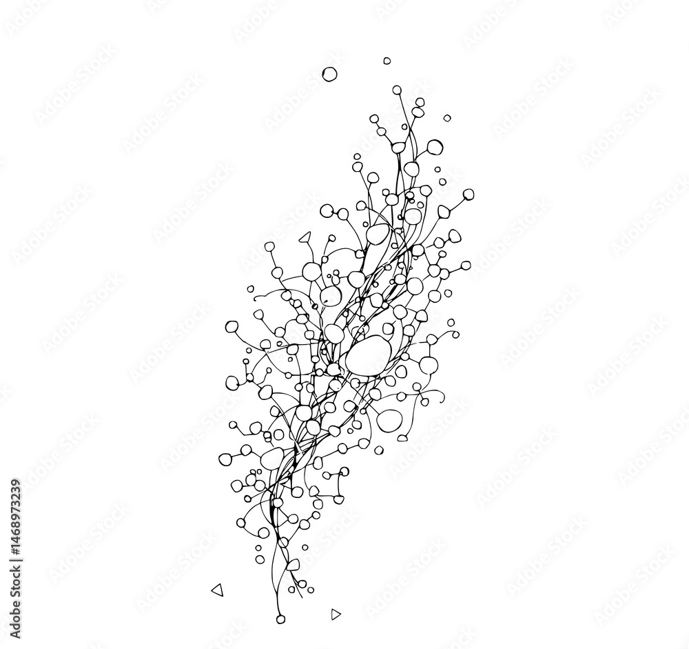 Obraz premium Intricate Abstract Drawing: A minimalist sketch showcases an elegant abstract pattern of interconnected circles and lines, offering a modern touch.