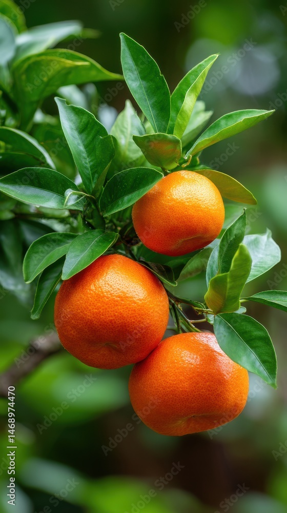 Tangerines Growing on Tree with Green Leaves and Orange Fruit Tangerines Growing on Tree with Green Leaves and Orange Fruit