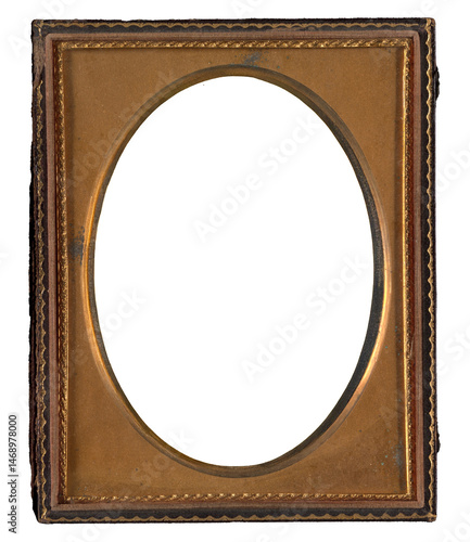 Antique Gold Oval Frame with Transparent Background