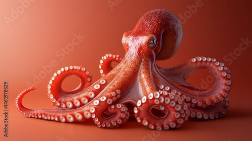Detailed illustration of a large, vibrant octopus.