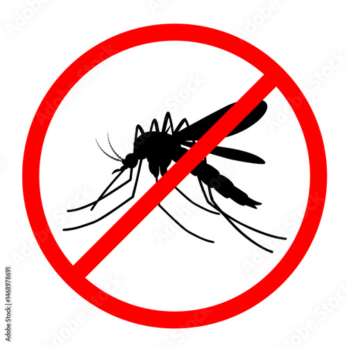 Vector Symbol of Mosquito Prohibition Sign for Insect Control and Health Awareness, Side View