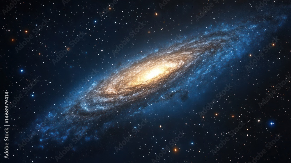 Fototapeta premium Spiral Galaxy with Stars and Nebula
