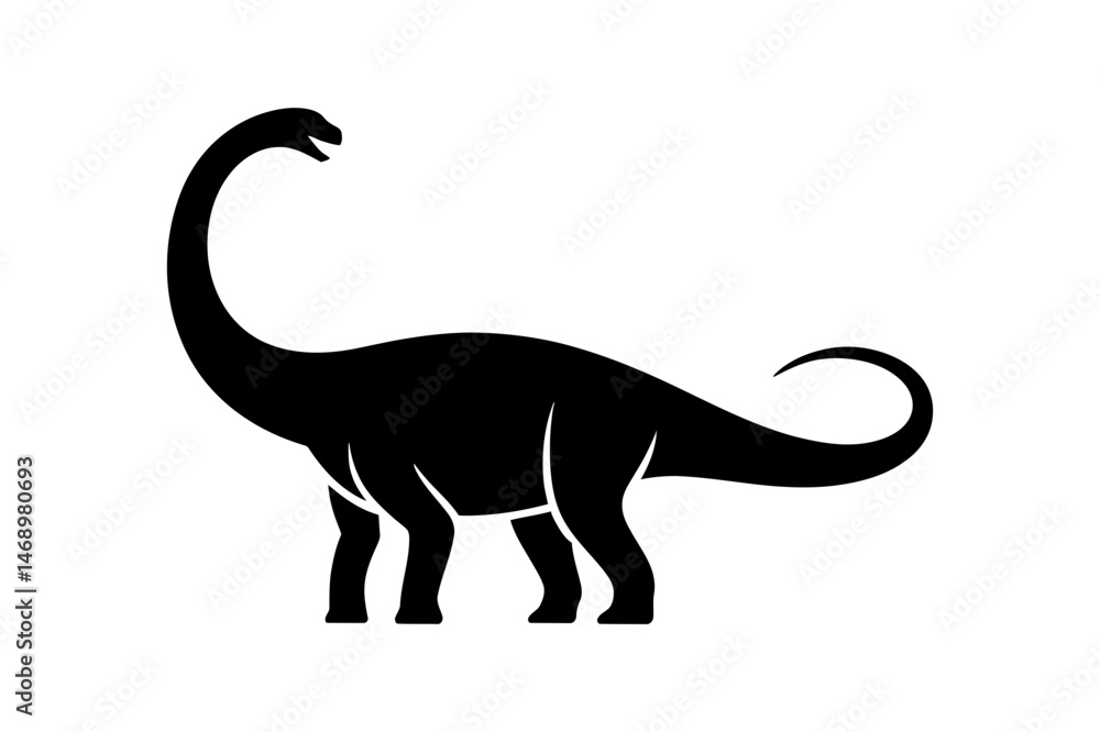 Fototapeta premium Brachiosaurus dinosaur silhouette vector graphic