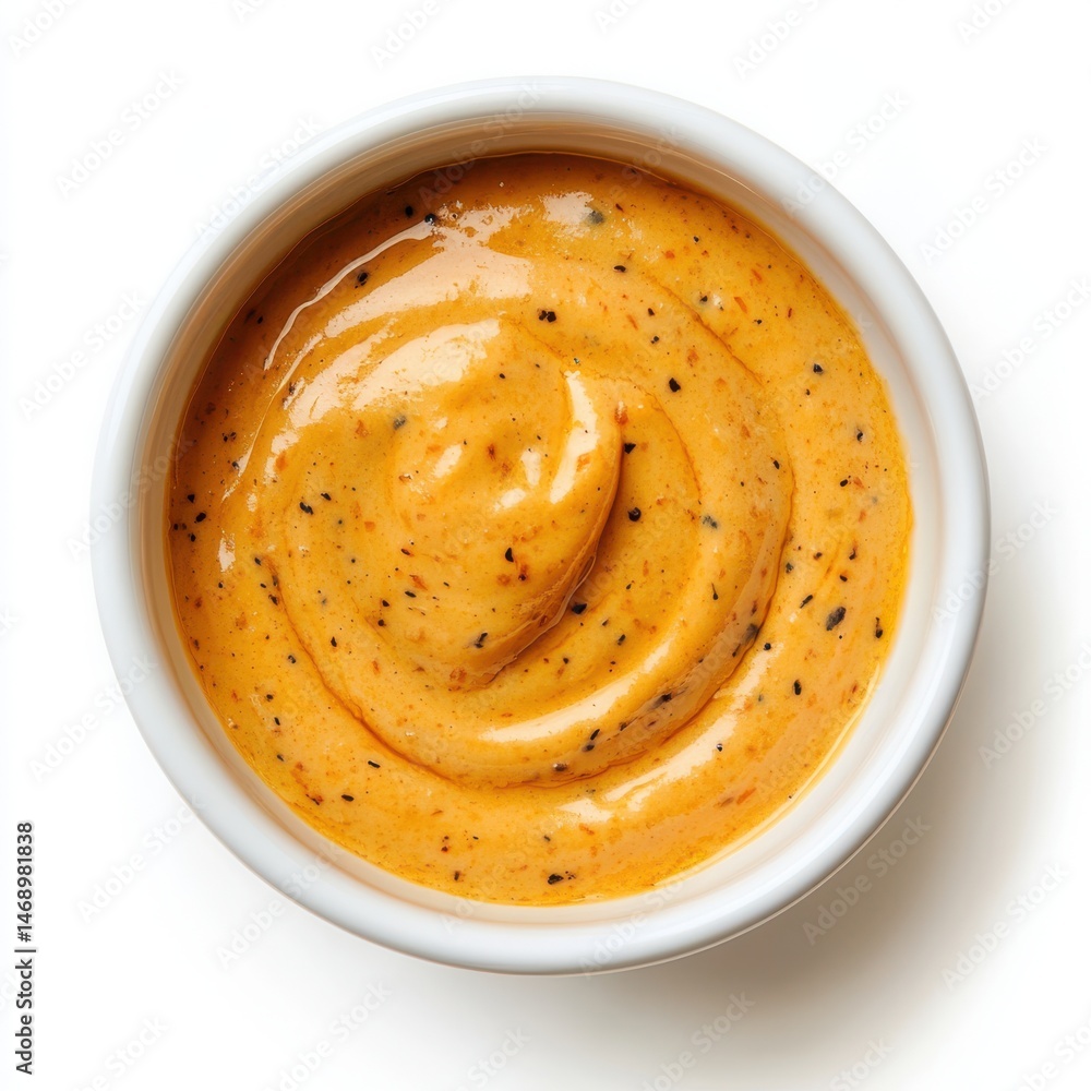 Fototapeta premium Bowl of orange sauce isolated on white background