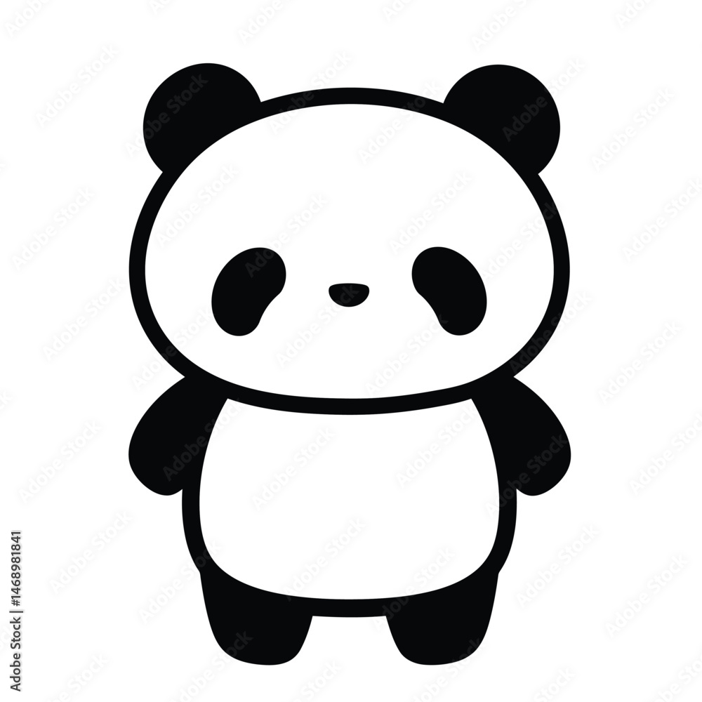 Fototapeta premium Cute cartoon panda bear standing isolated on a white background.