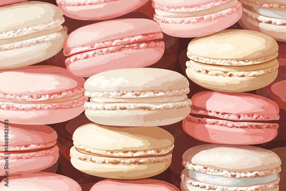 Obraz premium Macaron Dream Seamless pattern of pastelcolored almond cookies.