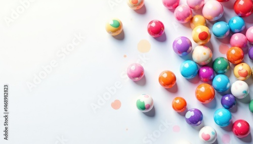 Colorful marbles scattered on a clean white background Perfect for games, crafts, or abstract backgrounds , decorative, simple, isolated