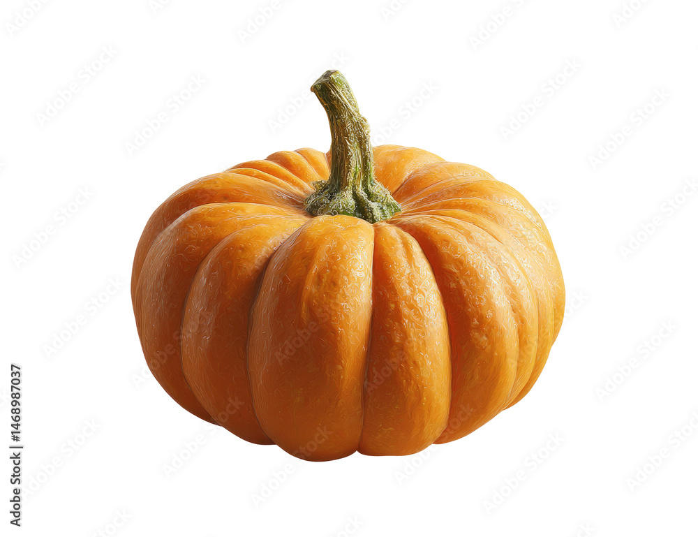 Fototapeta premium Single Orange Pumpkin on Transparent Background Autumn Harvest