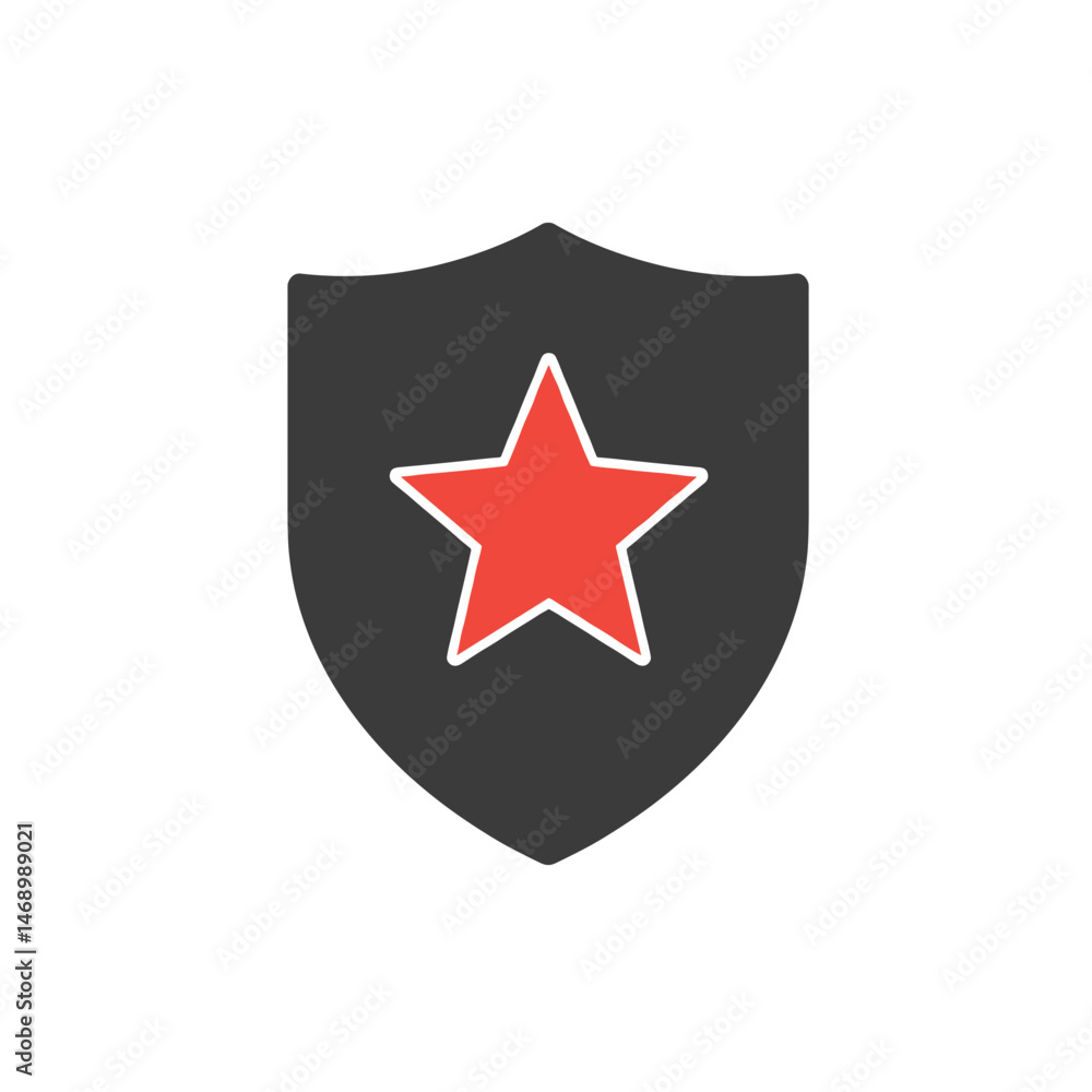 Victory Day icon emblem with red star on shield Victory Day icon emblem with red star on shield