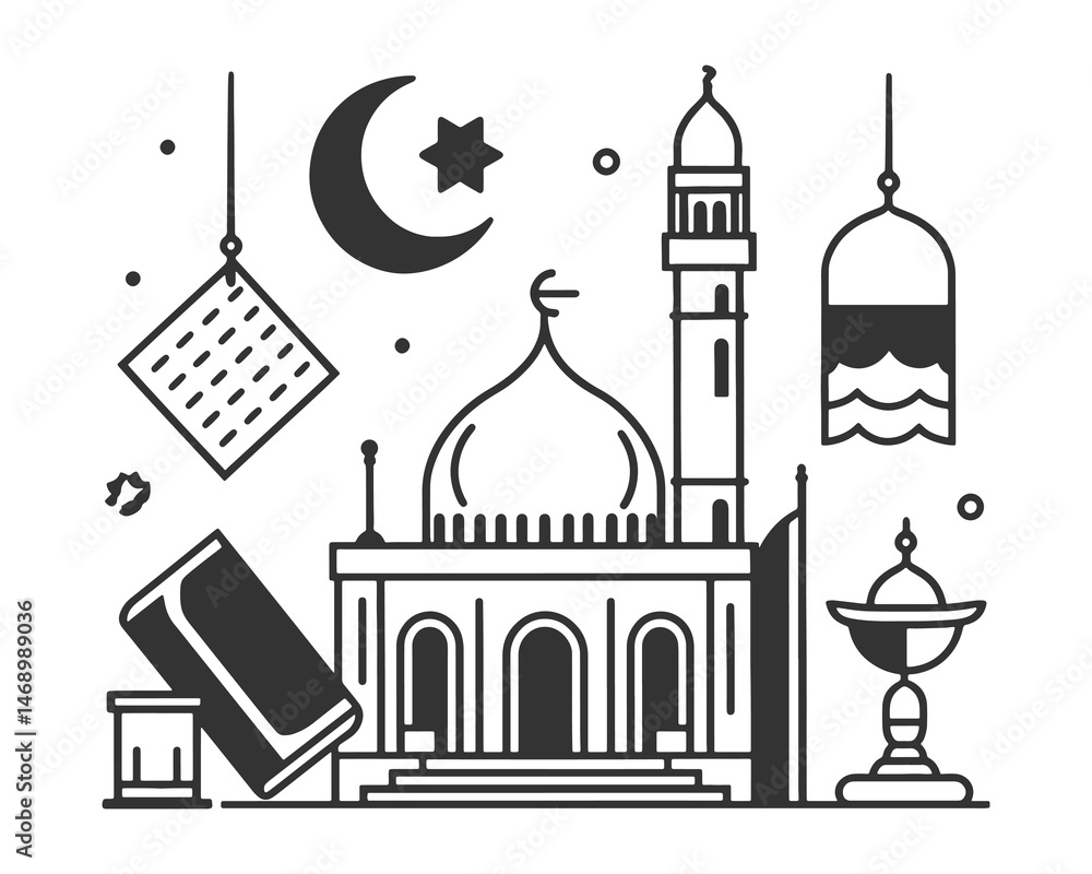 Mosque silhouette vector illustration Mosque silhouette vector illustration