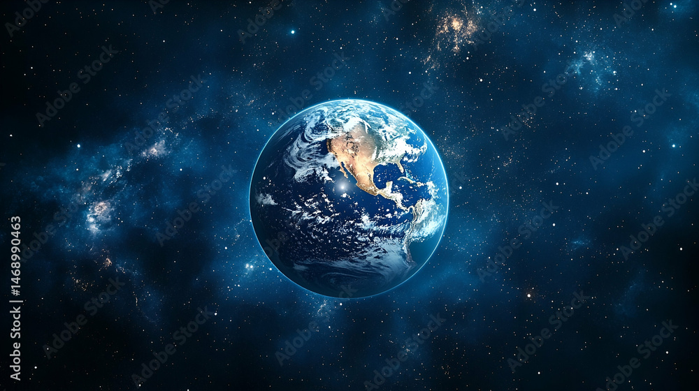 Earth seen from space amidst a celestial backdrop. Earth seen from space amidst a celestial backdrop.