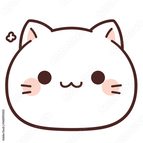 Photography Cute white kawaii cat with a sassy little cloud.