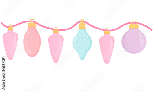 Pastel Colored Fairy Lights Graphic Illustration