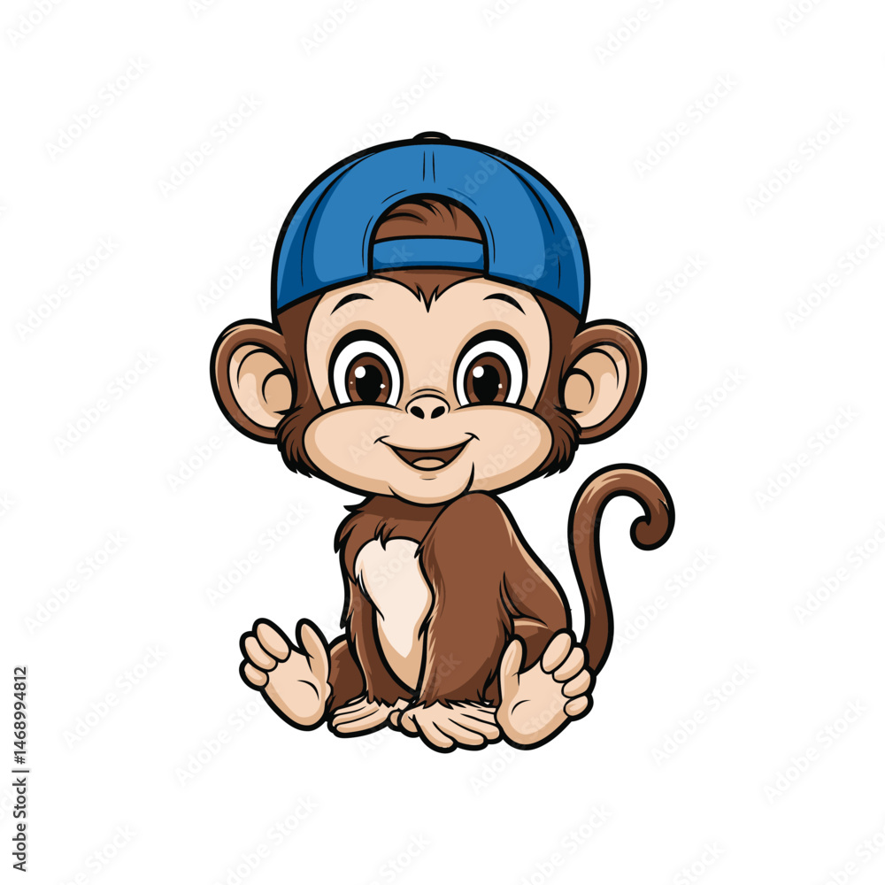 Naklejka premium baby monkey cartoon of vector art design