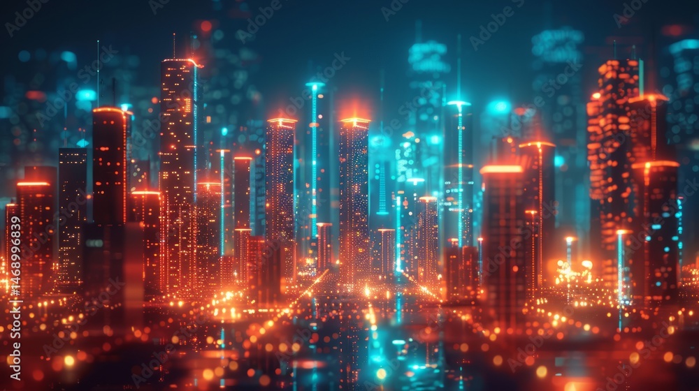 Neon Cityscape at Night Neon Cityscape at Night
