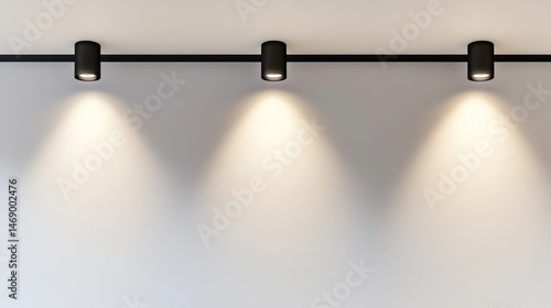Modern track lighting illuminates wall, interior design