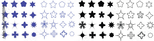 vector illustration of a different stars icons styles, Star Rating Icons Vector Set isolated  on white background, useful for UI design, ratings, web elements, and reviews