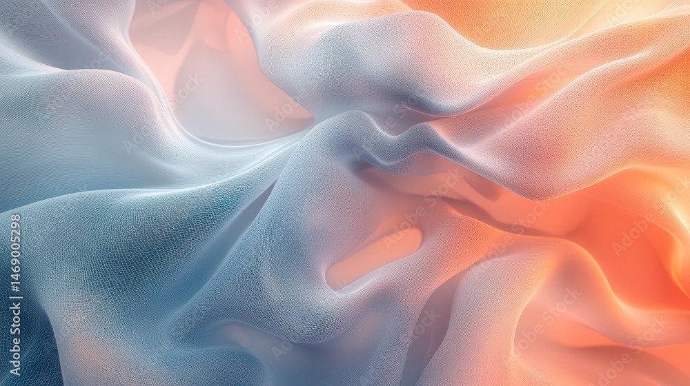 Obraz premium Abstract Swirling Fabric Teal, Blue and Orange Hues