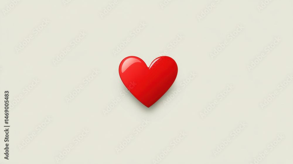 A Shiny Red Heart Symbol on a Light Beige Background Perfect for Valentine's Day cards or love themed designs A Shiny Red Heart Symbol on a Light Beige Background Perfect for Valentine's Day cards or love themed designs