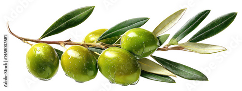 Wallpaper Mural Olive Branch with Green Olives and Shiny Leaves on Transparent Background Torontodigital.ca