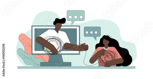 Concept of psychological online consultation. Online psychological help service.eps