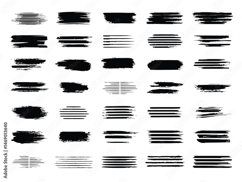 Black brush strokes and lines, vector art, on white background. Black brush strokes and lines, vector art, on white background.