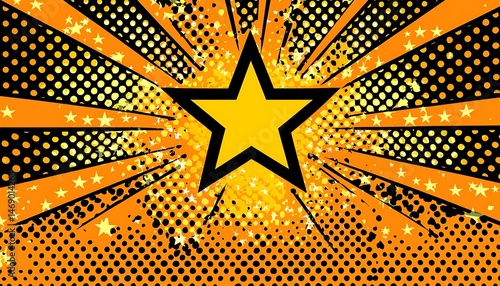 Abstract graphic design featuring a yellow star.