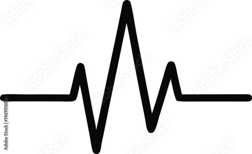 ECG heart rate monitor line, medical pulse illustration, vector.