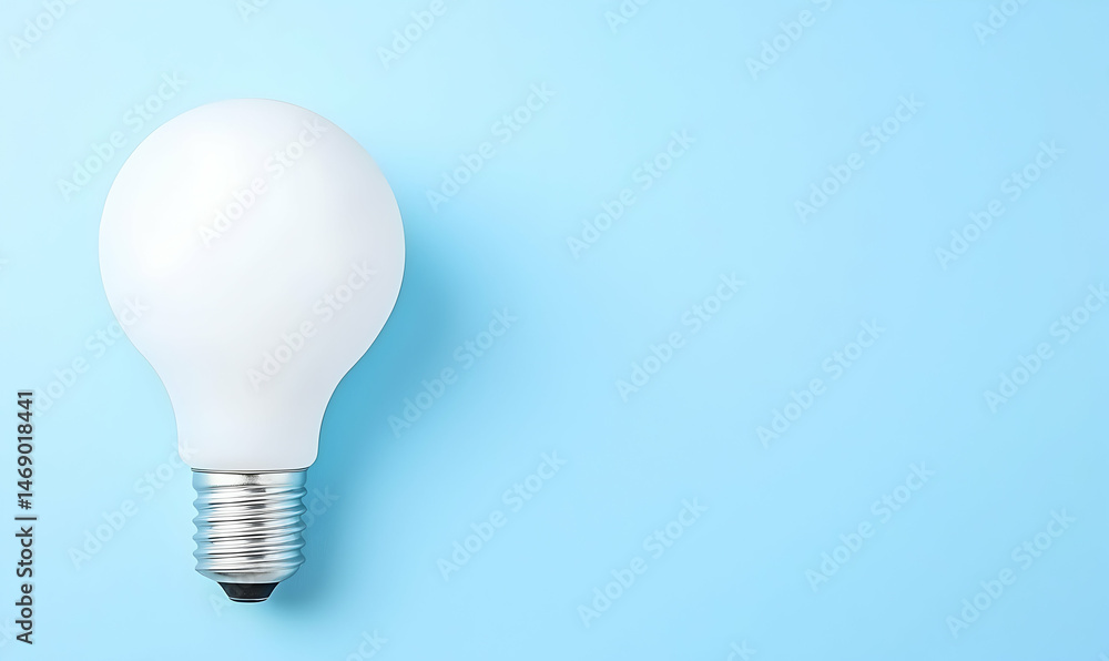White lightbulb on blue background with copy space. Ideal for innovation, energy, or idea concepts White lightbulb on blue background with copy space. Ideal for innovation, energy, or idea concepts