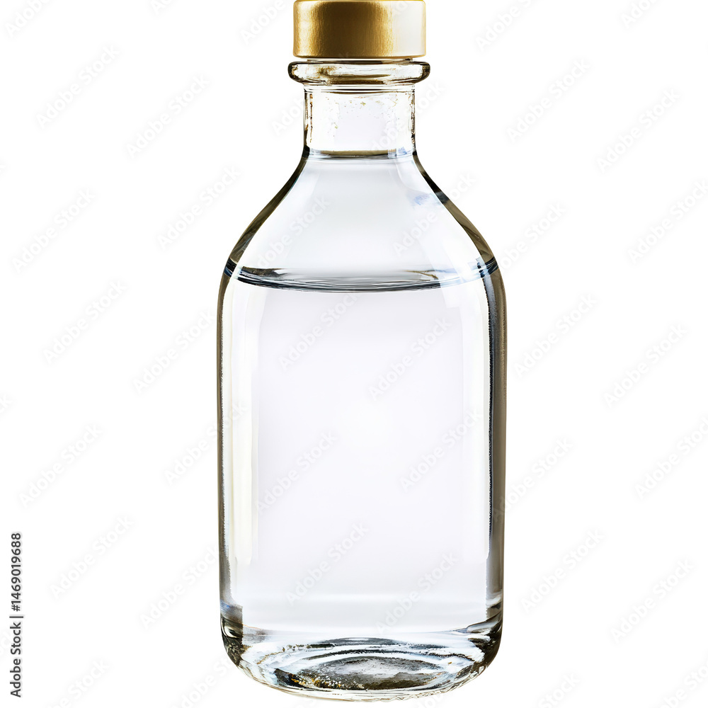 Clear bottle of fresh drinking water on a neutral background highlighting the purity and essential nature of hydration isolated on transparent background.. Clear bottle of fresh drinking water on a neutral background highlighting the purity and essential nature of hydration isolated on transparent background..