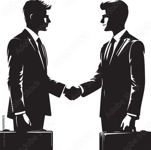 vector handshake. business man business people silhouettes vector illustration
