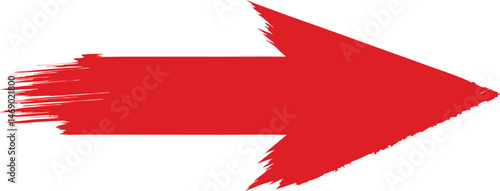 Red brushstroke arrow pointing right, creative directional graphic.