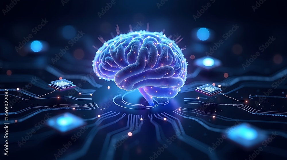 Fototapeta premium Abstract human brain image futuristic design