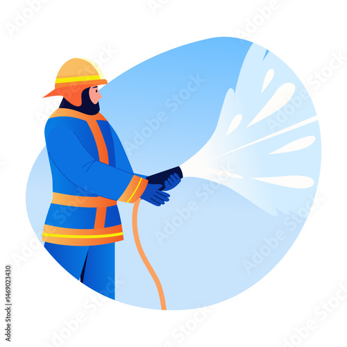 A flat style illustration of hose spraying