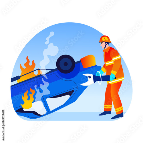 A flat style illustration of vehicle rescue