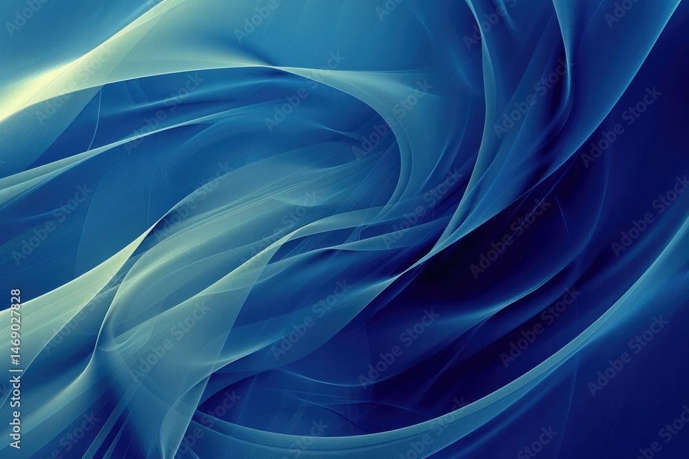Fototapeta premium Abstract blue color wave flowing express the energetic ripple. Seamless texture of vividness curve swirling convey sense of harmony and wonderful scene perfect for effect and graphic design. AIG51.
