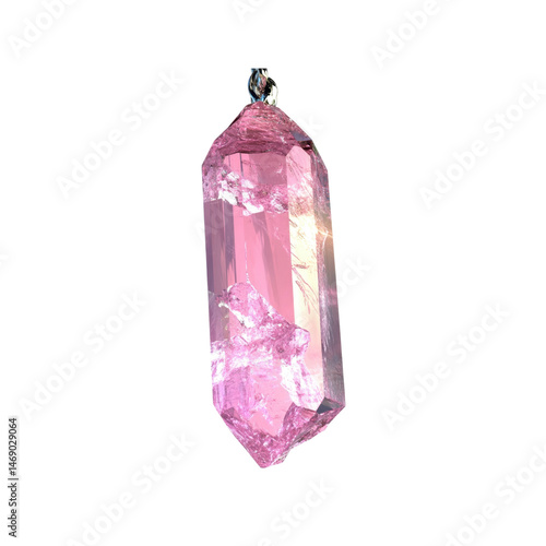 Pink Quartz Crystal Point Pendant -  Spiritual Healing Gemstone Jewelry