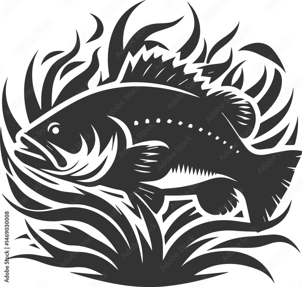 Fototapeta premium Swimming bass fish vector 