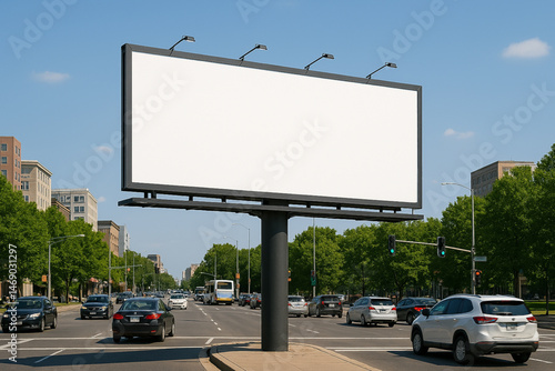 Daytime billboard mockup with clear sky, perfect for showcasing outdoor ads and branding visuals.