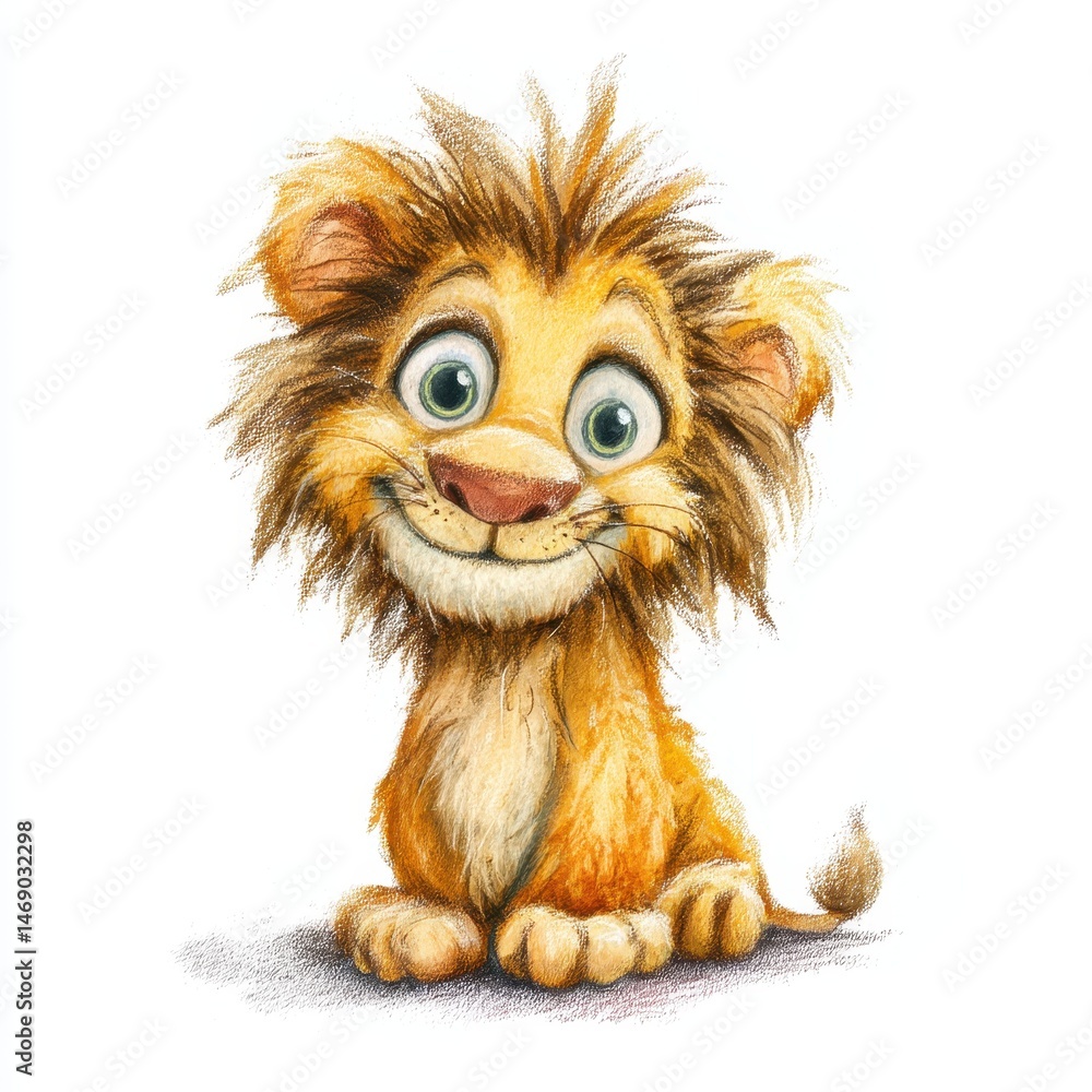 Obraz premium Adorable Cartoon Lion Cub Illustration